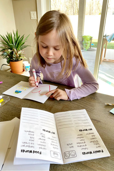 Margaret writing a card